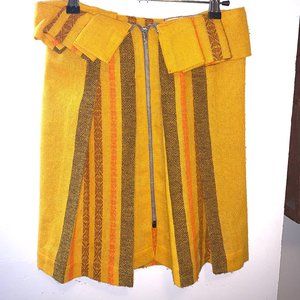 Mustard Tweed Midi Skirt